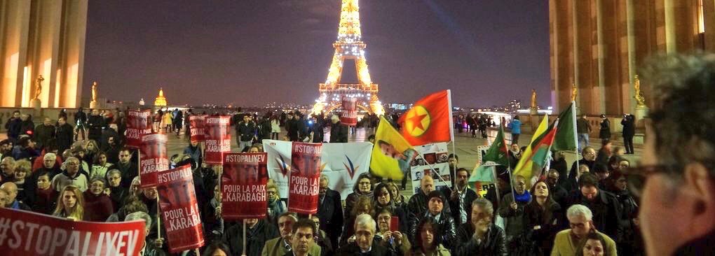 Nadia Gortzounian, AGBU Europe’s President attended a protest against the visit of Ilham Aliyev in Paris